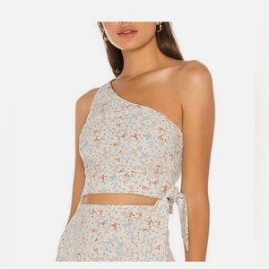 L*SPACE Tropics Top in Wild Oleander floral cropped one shoulder size M boho